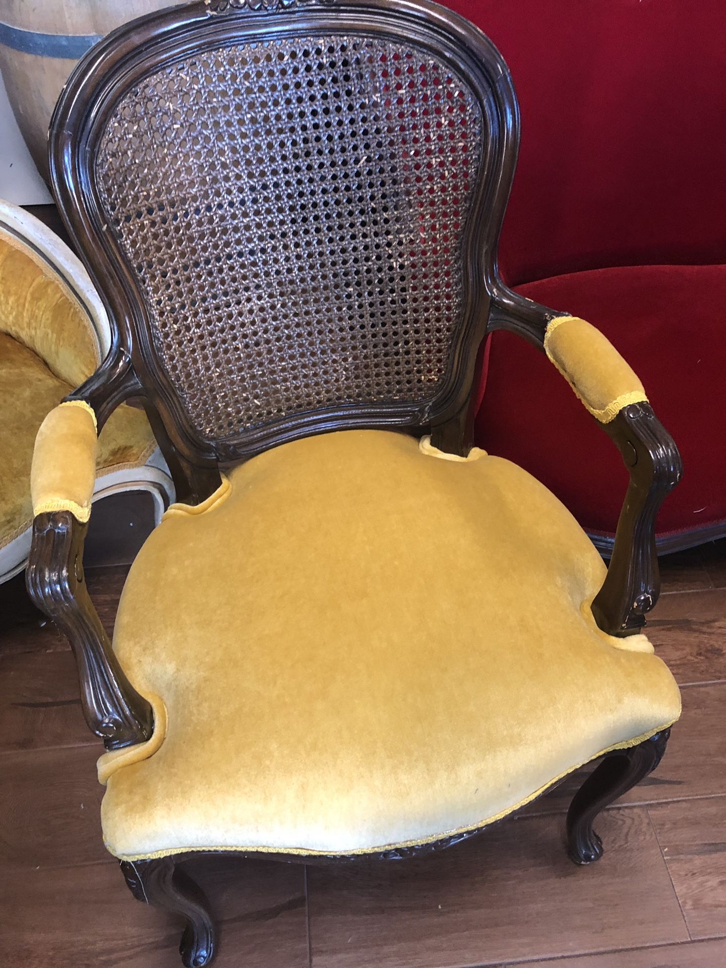 Cane back side chairs new upholstery in excellent condition