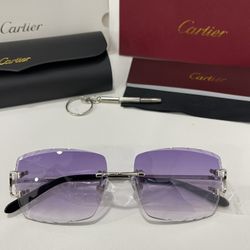 Cartier Glasses (Diamond Cut), Purple Lense, Silver Frame