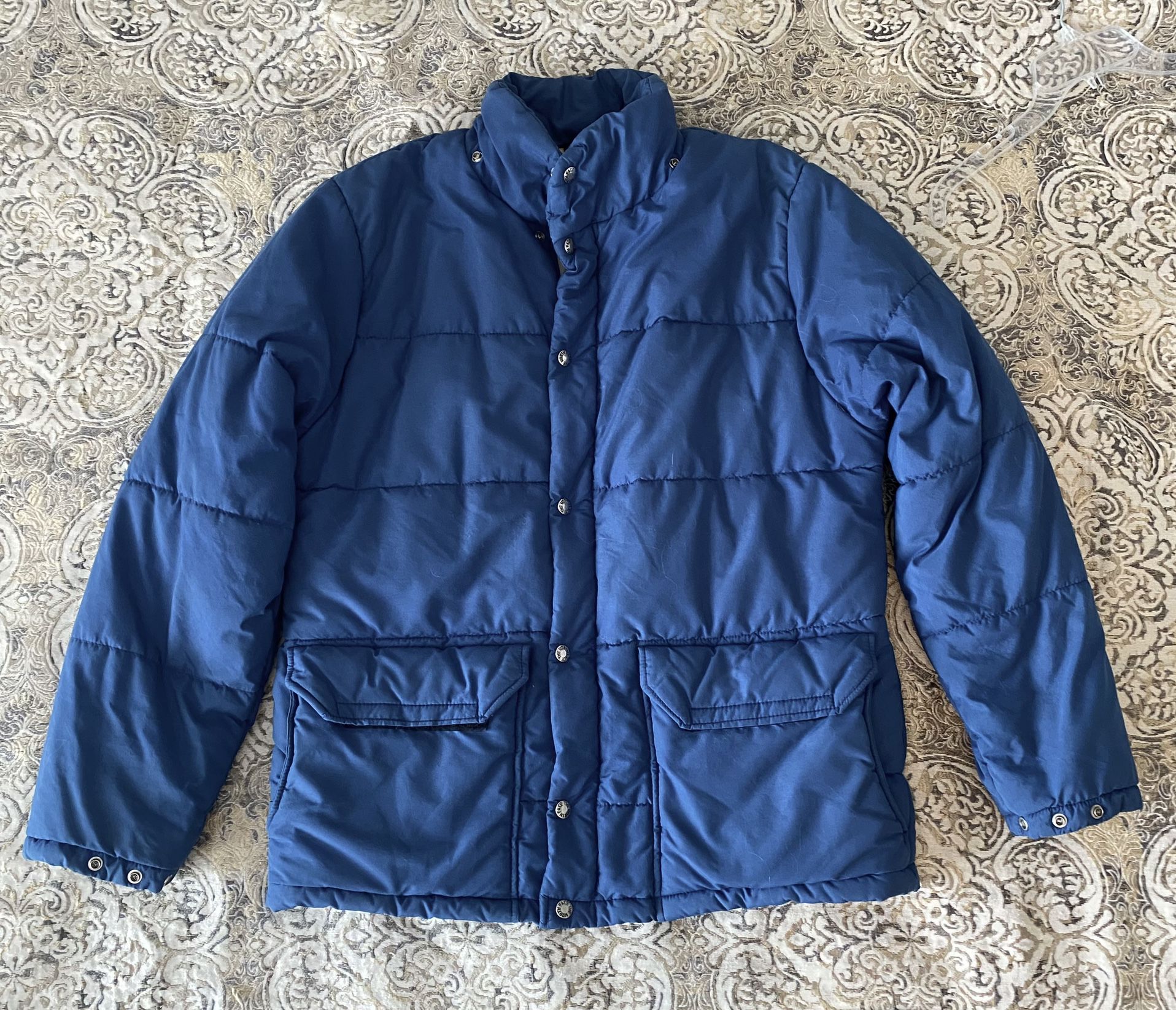 The North Face TNF Vintage Brown Label Jacket SZ M Blue Snaps Zipper Gorecorp
