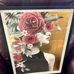 Marmont Hill | Wall Decor Framed Floral Woman Hand Gold Foiled