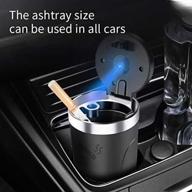 Car Ashtray with Lid Smell Proof, Car Cigarette Ashtray with Lid and Light(red, blue, black)