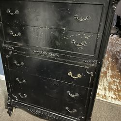 Vintage Antique Wood 5 Drawer Dresser