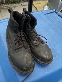 Black Leather Lace-Up Work Boots