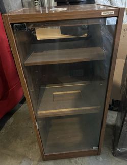 Vintage Style Record Player/Media Stand – Wood & Glass Storage Cabinet