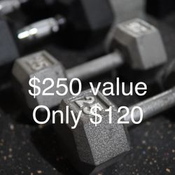 40lbs 25lbs Dumbbells Hex Rubber Coated, Cast