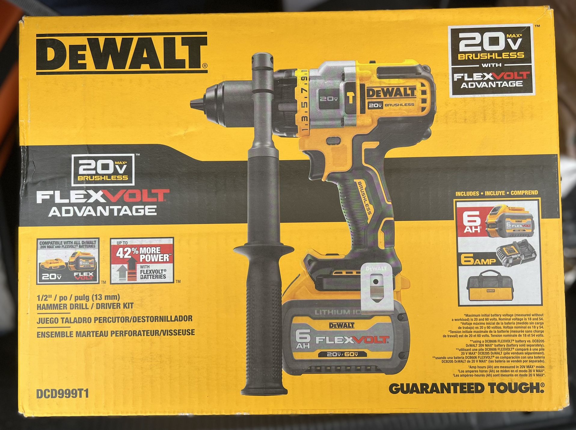 20V MAX Cordless Brushless 1/2 in. Hammer Drill/Driver with FLEXVOLT ADVANTAGE and (1) FLEXVOLT 6.0A