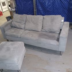 Grey Couch And Ottoman 