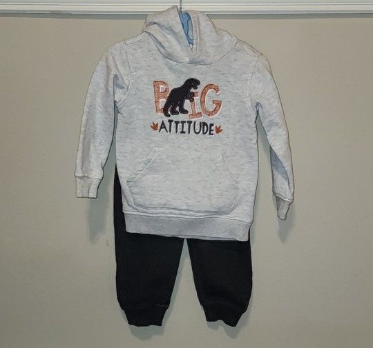 Toddler Boys Big Attitude Dinosaur Hooded Sweatshirt/Tee & Pants