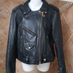 Women's STEINMARK Heavy Leather Motorcycle Jacket Size 18