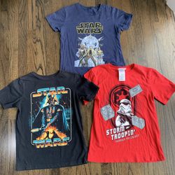 Lot 3 Boys STAR WARS Darth Vader Storm Trooper Navy Black Red T Shirts Size 6/7