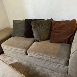 Beige Sectional With Ottoman