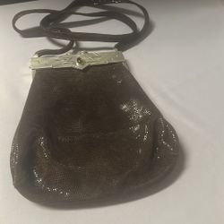 Vintage 70s James Culver Moulin Rouge Leather & Jeweled Pewter Purse
