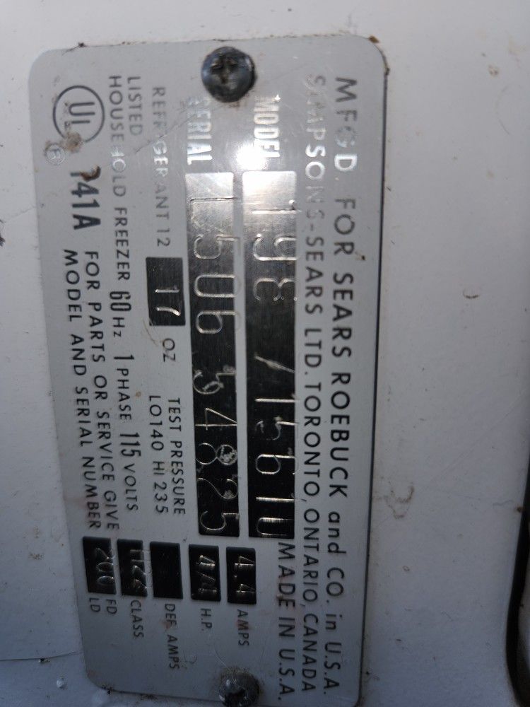 Sears And Roebuck Coldspot Chest Freezer