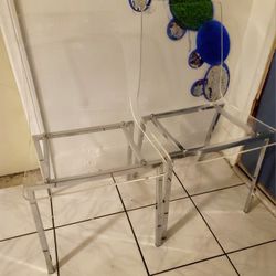 Clear Acrylic Chrome Chairs Pair Dining 