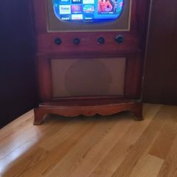 Flat-screen Smart Retrofit Antique RCA Victor Mahagony Tv Cabinet 