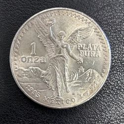 1985 Mexico 1 oz Silver Libertad Una Onza Plata Pura .999 Fine VERY RARE UNC BU
