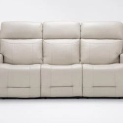 Matrix Cream Leather Power Zero Gravity Reclining Immersive Audio Sofa With Power Headrest Power Lumbar Heat & Massage Dropdown Tray Lights Cupholders