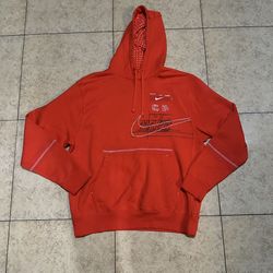 Nike Sportswear Just Do It Pullover Hoodie Men Size M Orange Grid