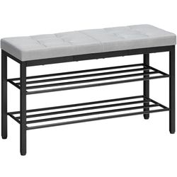 Shoe Bench, Entryway Storage Bench with Cushion, Shoe Rack for Entryway, 29.5" L x 12" W x 18.1" H, Shoe Shelf with Seat, for Living Room, Bedroom, Ha