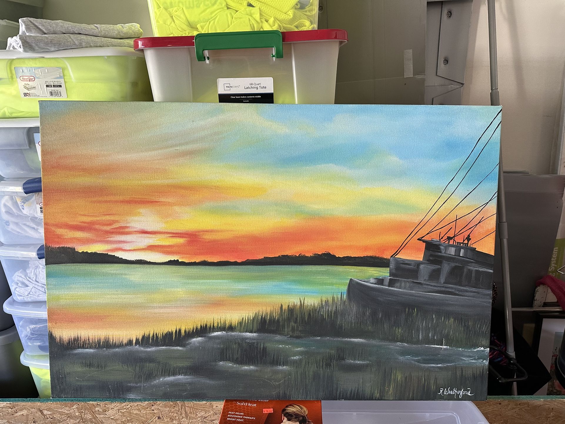 Canvas Shrimp Boat Painting