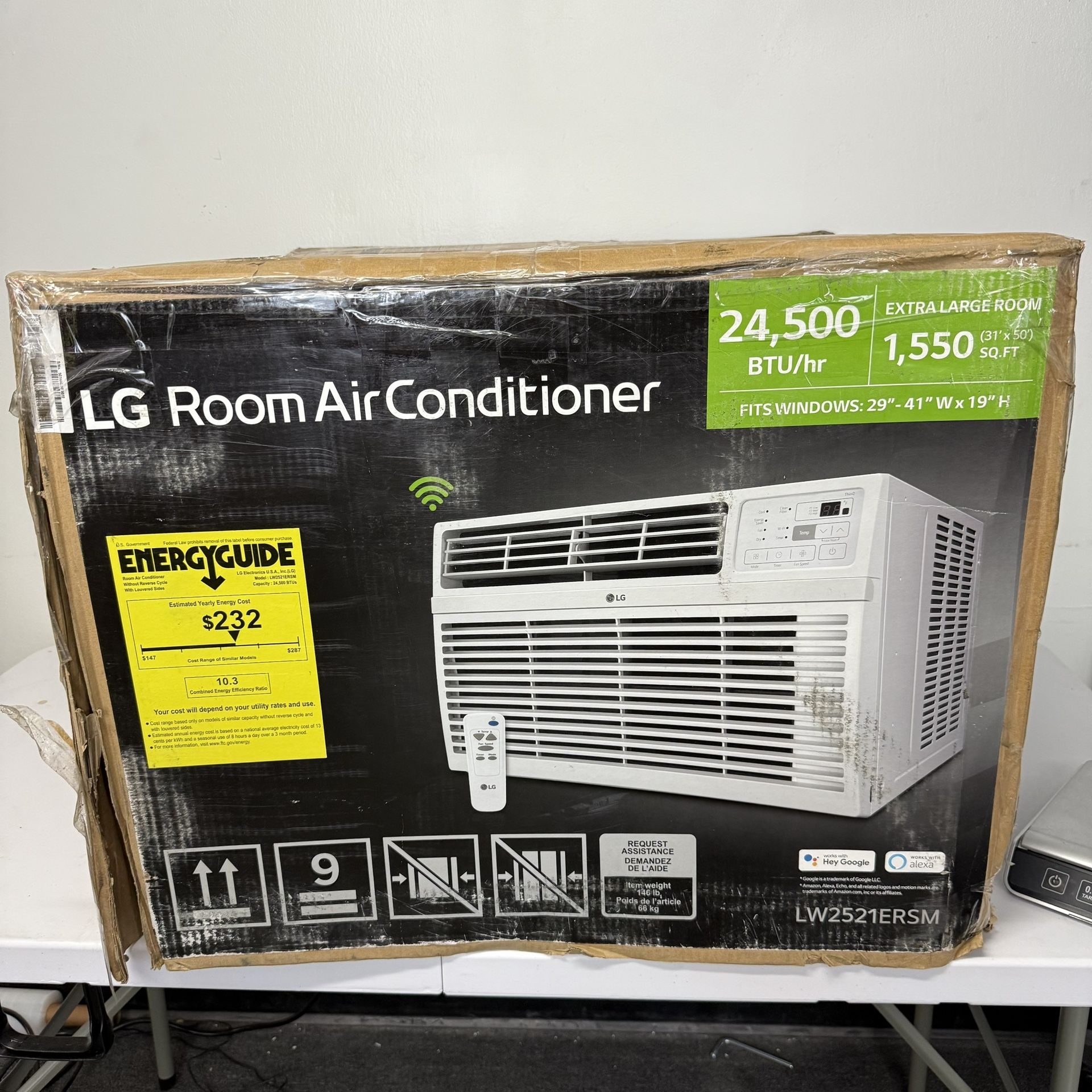 LG 24,500 BTU 230V Window Smart Air Conditioner with Remote UNTESTED
