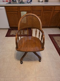 Antique solid oak desk chair