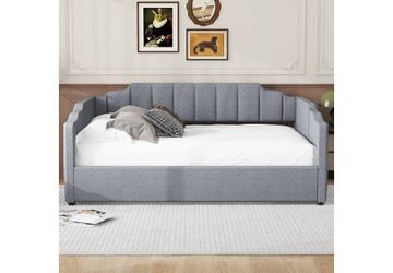 Gray Upholstered Daybed with Channel Tufting