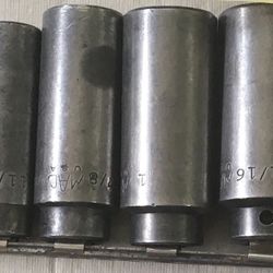 Mac Eight (8) total 1/2” Drive Deep Impact Sockets