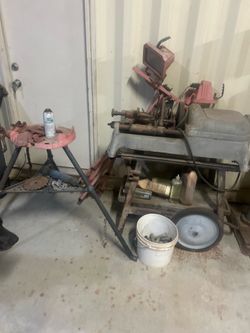 Industrial pipe threader, drill press,  butcher bandsaw