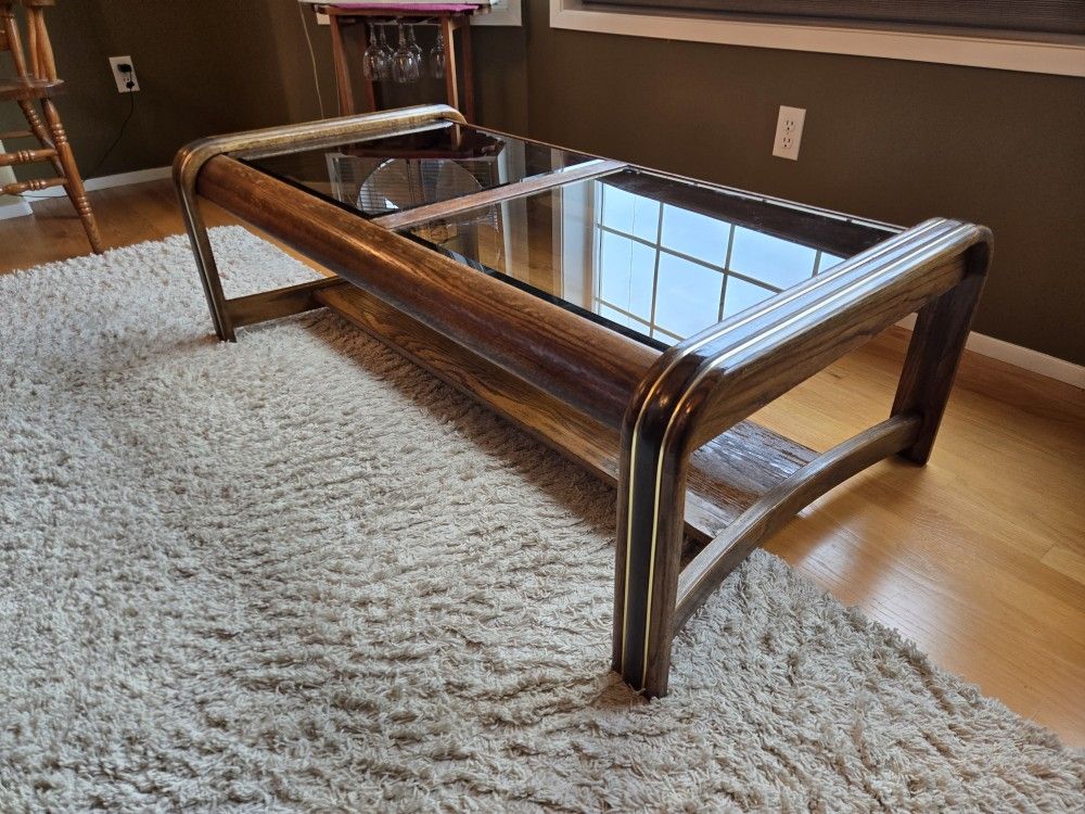 Stylish Coffee & End Table Set - Wood Frame with Glass Top
