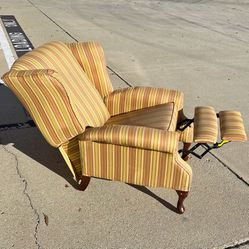 Vintage Stripe Accent Wingback Recliner Arm Chair 
