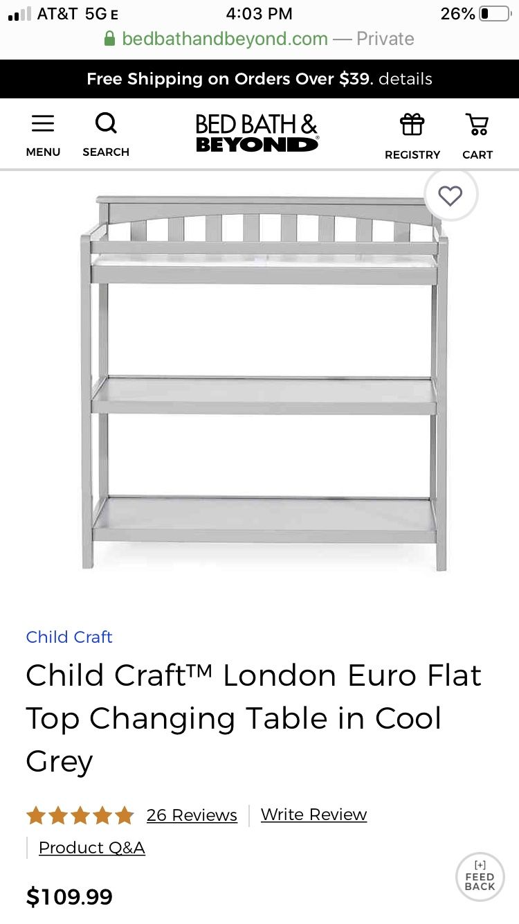 Changing table, Child Craft Euro Top (brown color)
