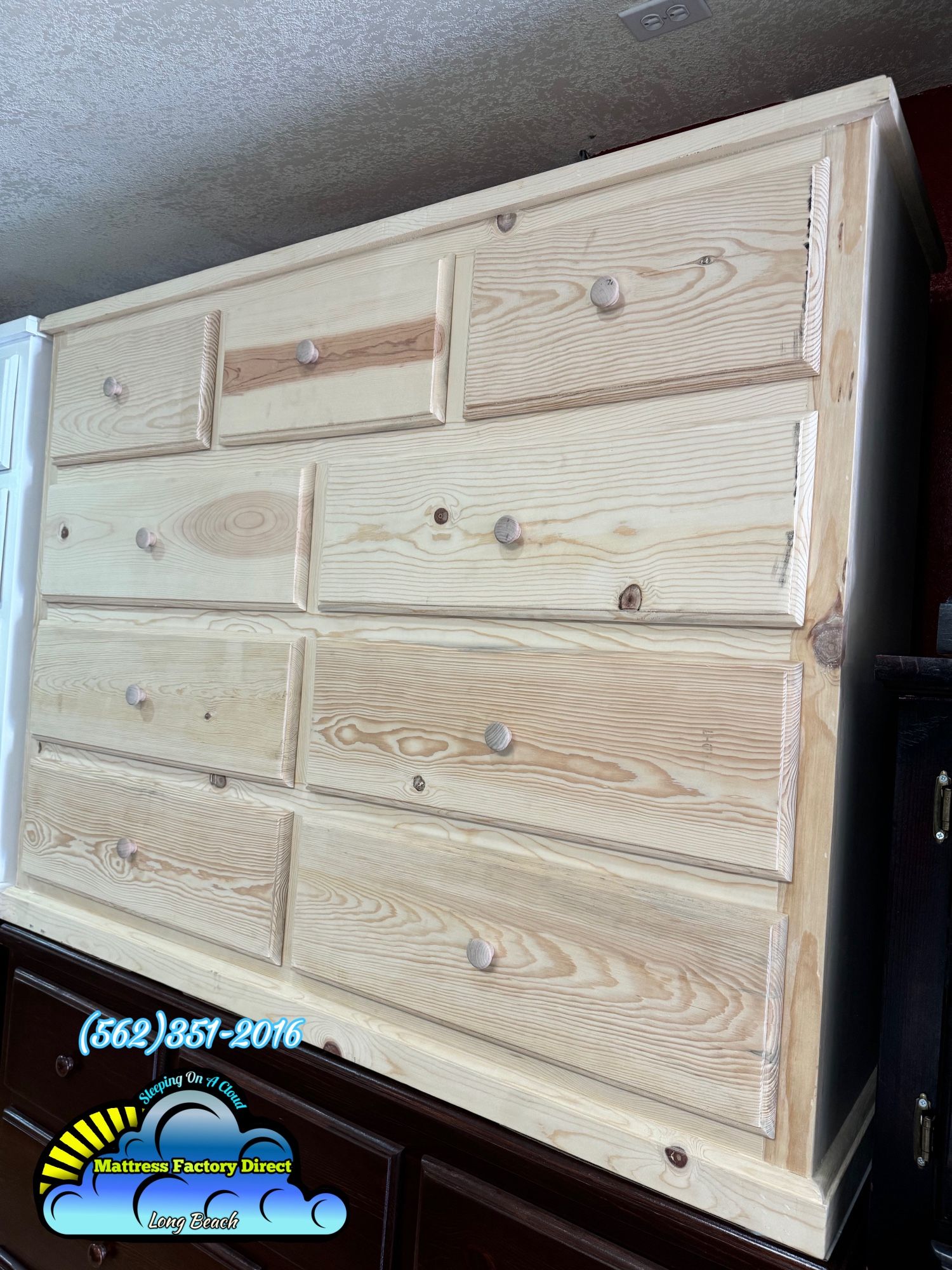 Nine Drawer No Finish Pinewood Dresser Cajonera 