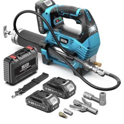 12000PSI Electric Grease Gun: 3 Speed Control Battery Powered Grease Gun Cordless with 2 Batteries, Brushless Motor, 39.4” Long Hose, 90 Degree Couple