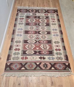 VINTAGE TURKISH KILIM TAPESTRY RUG TEXTILE 68x43" Geometric