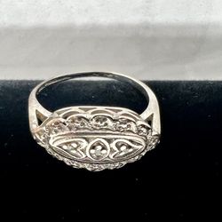 🌹 10KT White  Gold & Diamond Flower Design Ladies Ring