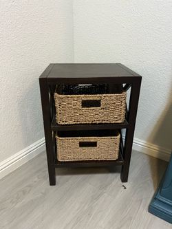 Storage cabinet with wicker drawers