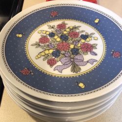 Vintage Mid Century Collectible Rosenthal Netter pedestal cake plate And Plates Set 