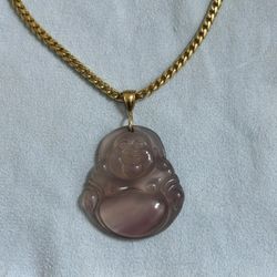 Translucent Agate 10k Buddha pendant