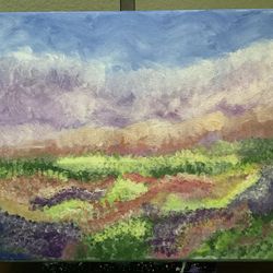 Wild Flowers In Field 11 By 14 Acrylic Painting 