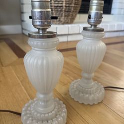 Vintage Pair / Set of White Milk Glass Lamps 🕯️