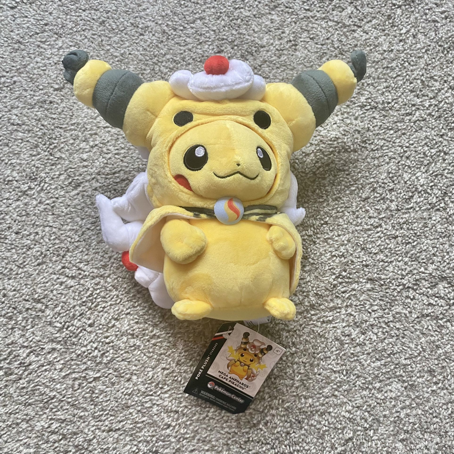 Pokémon Center Pikachu Mega Ampharos Poncho Plush Doll