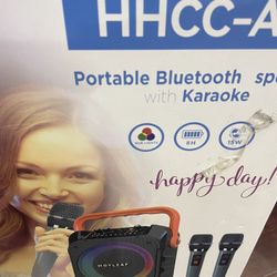 Moyleaf Portable Bluetooth Karaoke Speaker with 2 Microphones Black/Orange