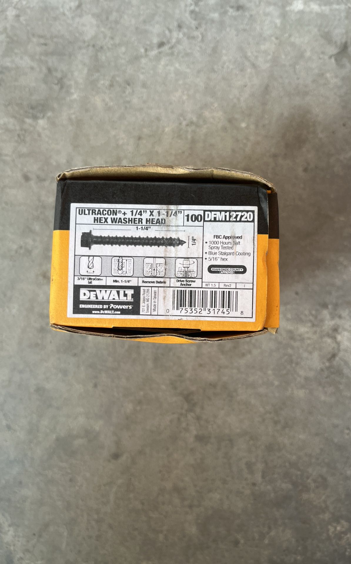 Dewalt 1/4 X 1 1/4” Hex Washer Head Screws