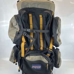 Jansport External Frame Hiking Backpack Padded Belt Tan Camping Hike Vintage 32"