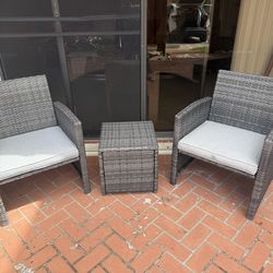 Grey rattan 3-piece