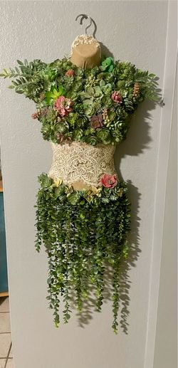 Female Cactus Succulent Flower Bust Torso! Handmade Art Sculpture! One-of-a-kind! Wow!