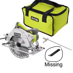 RYOBI 15 Amp Corded 7-1/4 in. Circular Saw with EXACTLINE Laser Alignment System, 24T Carbide Tipped Blade, Edge Guide and Bag