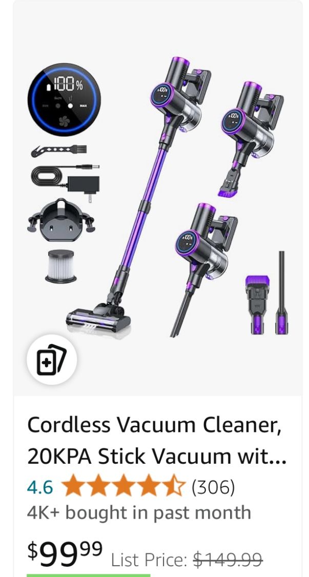 Cordless Stick Vacuum Cleaner Lightweight for Pet Hair Led Display Screen M600 New