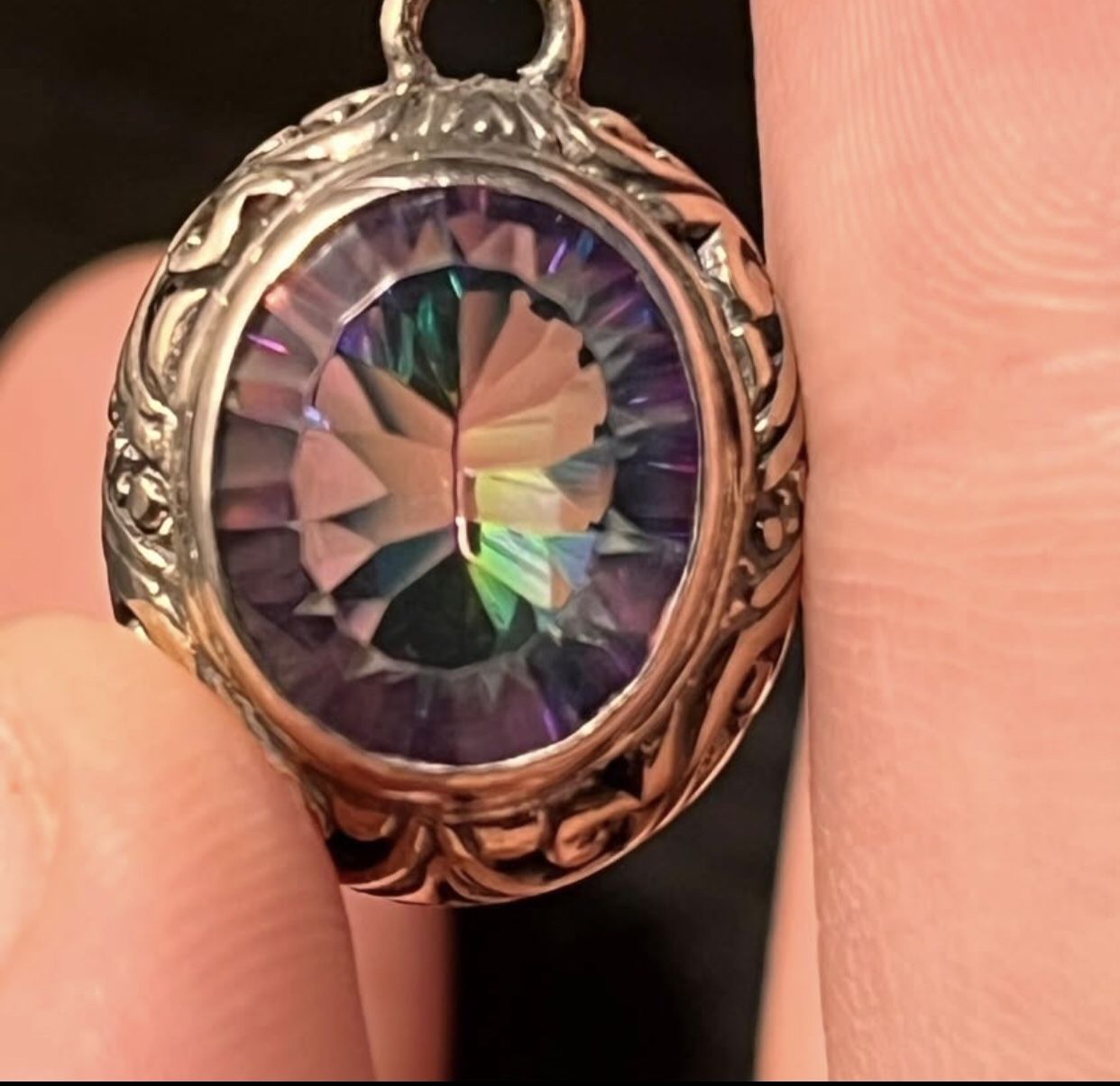 Sterling Silver with Genuine Mystic Topaz NEW Pendent